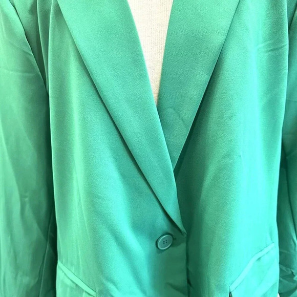 NWT INTEMPO Women Long Sleeve One Button Lined Green Blazer Jacket Plus Size 3X - Picture 3 of 14